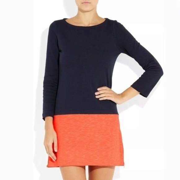J Crew Maritime Colorblock Navy Peach Dress XS - Picture 2 of 13